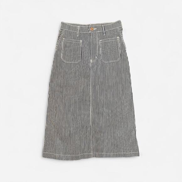 Wrangler Dresses & Skirts - Wrangler pinstripe Japanese denim skirt navy white midi skirt - size small